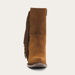 Halle Suede Fringe Side Zip Boot Brown | Women Stetson Western