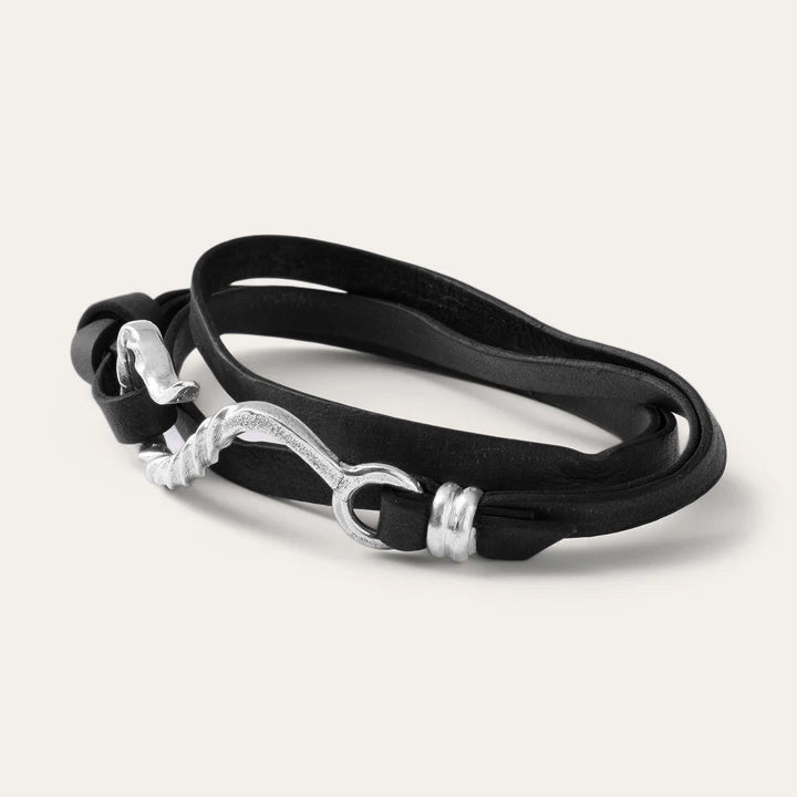 Hook Leather Bracelet Black Leather | Men/Women Stetson Jewelry