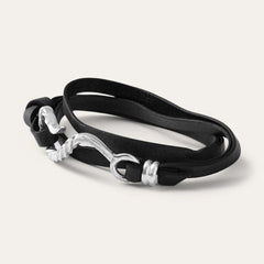 Hook Leather Bracelet Black Leather | Men/Women Stetson Jewelry