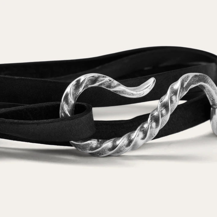 Hook Leather Bracelet Black Leather | Men/Women Stetson Jewelry
