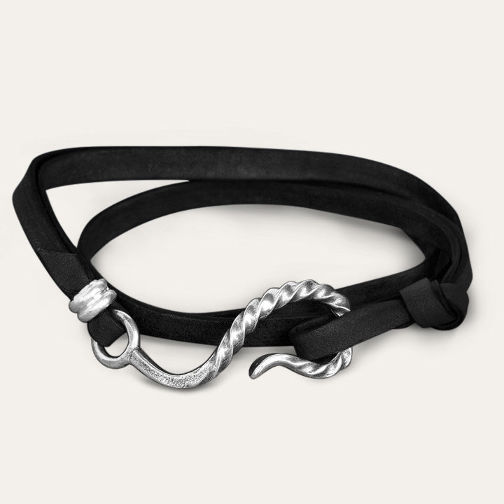 Hook Leather Bracelet Black Leather | Men/Women Stetson Jewelry