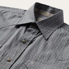 Horseshoe Stripe Print Shirt Grey | Men Stetson Classic Cut