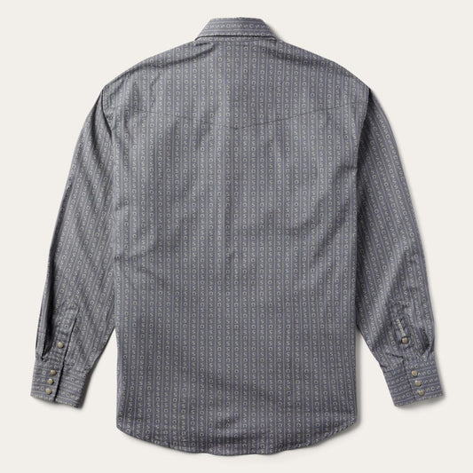 Horseshoe Stripe Print Shirt Grey | Men Stetson Western Shirts
