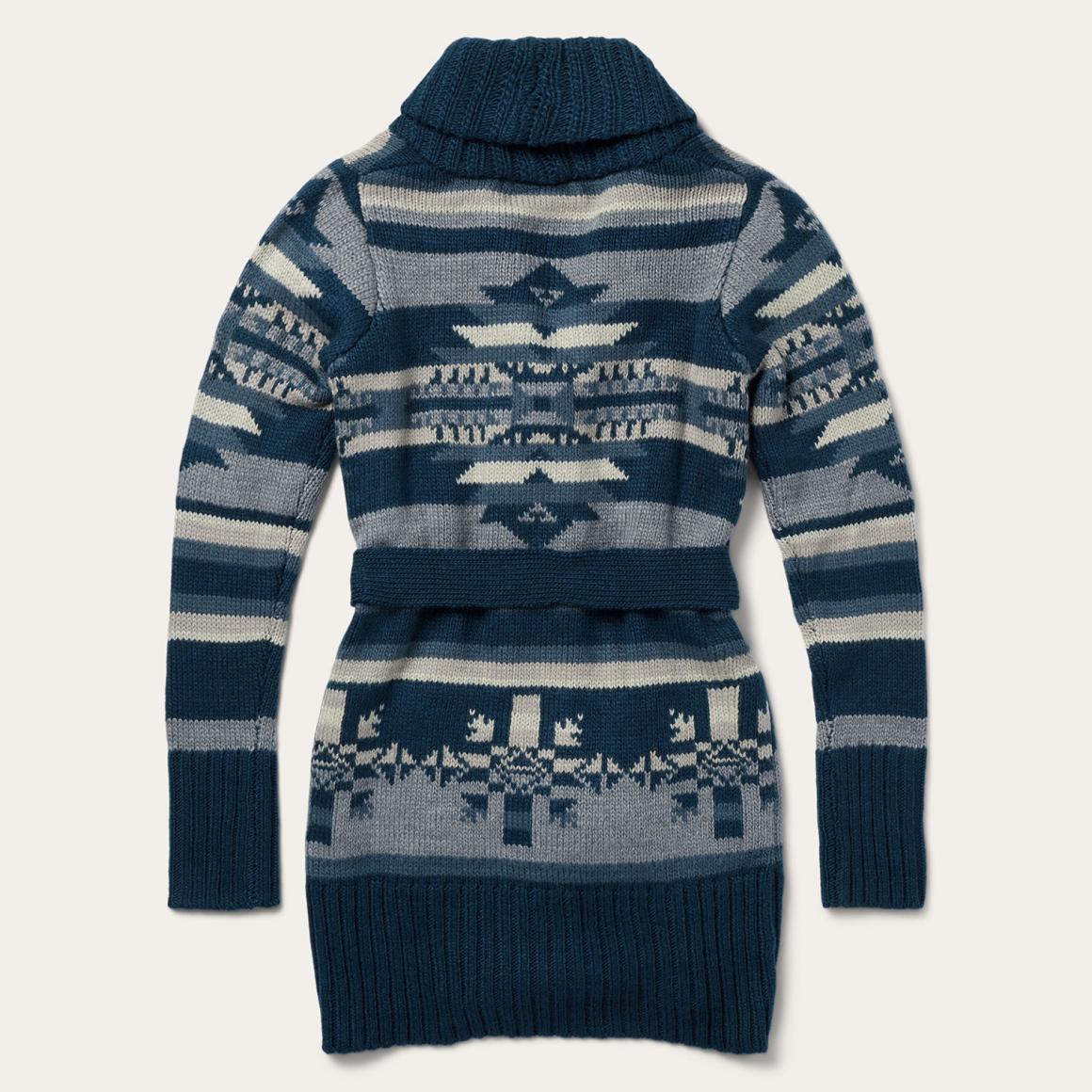 Indigo Aztec Belted Cardigan Blue | Women Stetson Sweaters