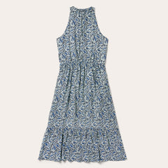 Indigo Tapestry Print Prairie Dress Blue | Women Stetson Midi