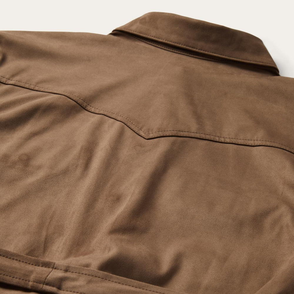 Khaki Suede Western Shirt Tan | Women Stetson Western Shirts