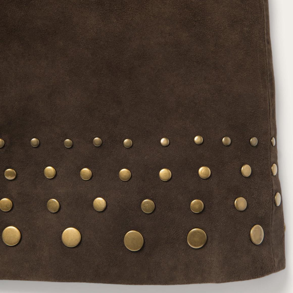 Lamb Suede Skirt With Nailheads Brown | Women Stetson Skirts &amp; Shorts