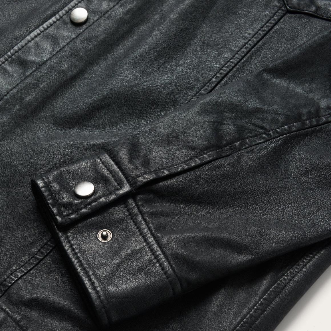 Leather Western Shirt Jacket Black | Men Stetson Jackets