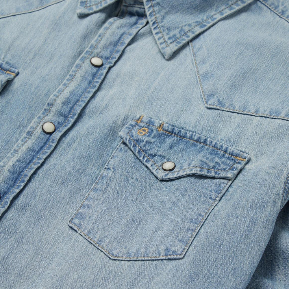 Long-Sleeved Denim Shirt Blue | Men Stetson Denim Shirts