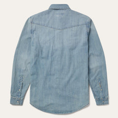 Long-Sleeved Denim Shirt Blue | Men Stetson Denim Shirts