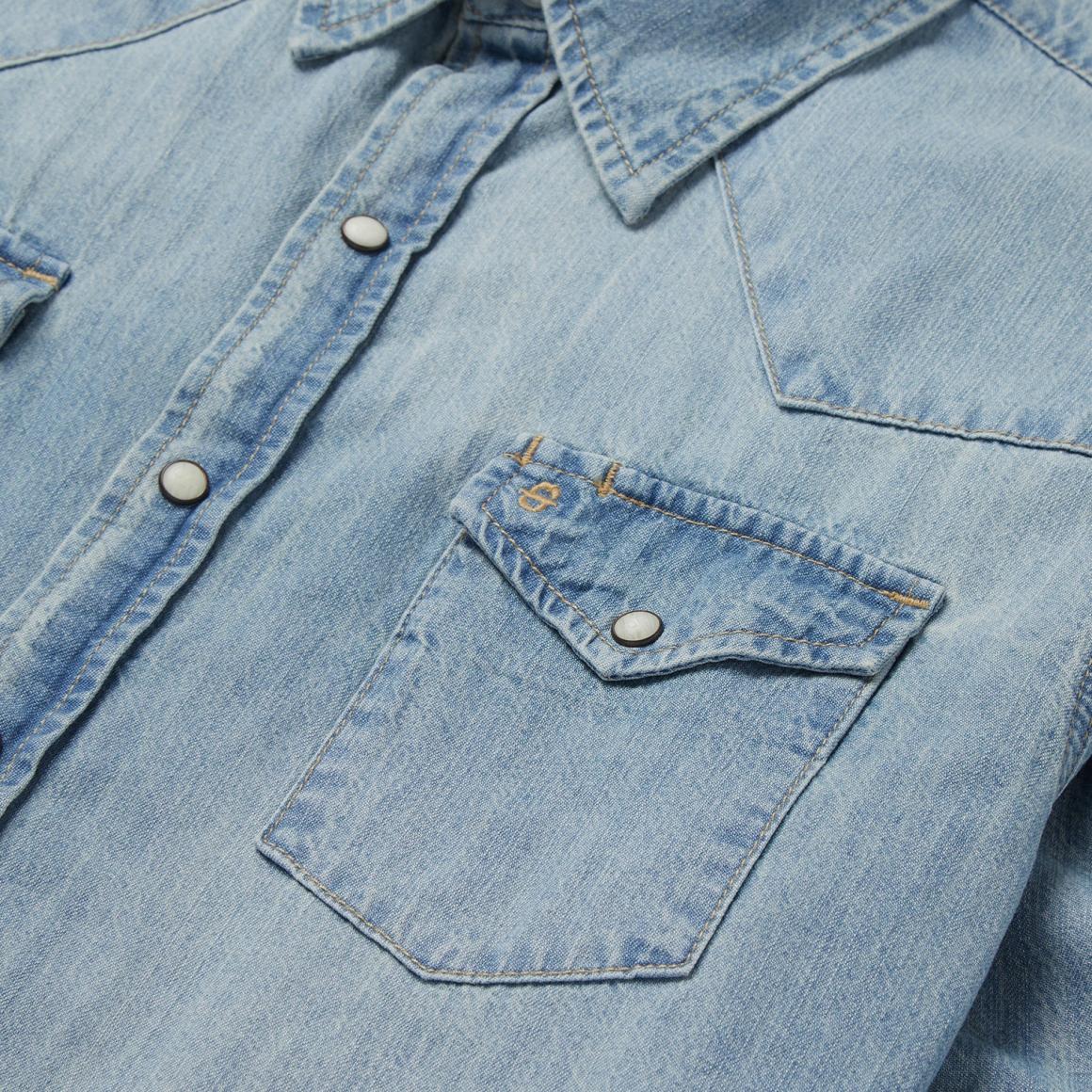 Long-Sleeved Denim Shirt Blue | Men Stetson Modern Cut