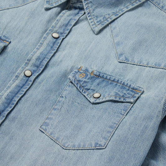 Long-Sleeved Denim Shirt Blue | Men Stetson Modern Cut