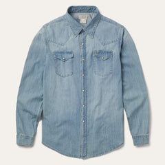 Long-Sleeved Denim Shirt Blue | Men Stetson Modern Cut