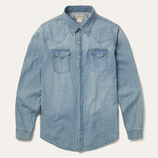 Long-Sleeved Denim Shirt Blue | Men Stetson Western Shirts