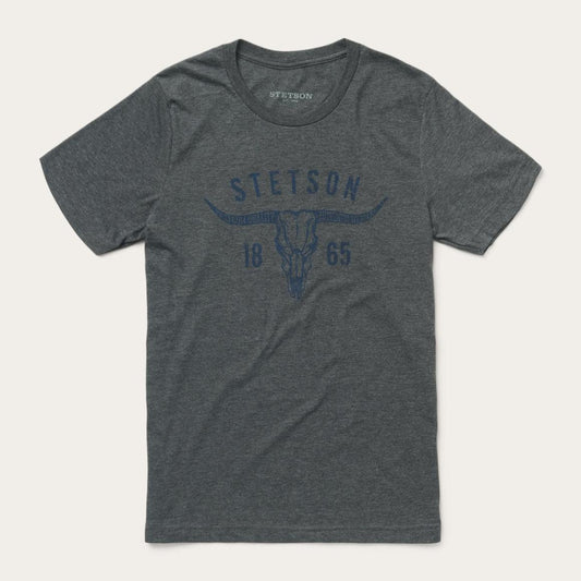 Longhorn Graphic Tee Grey | Men Stetson Tees