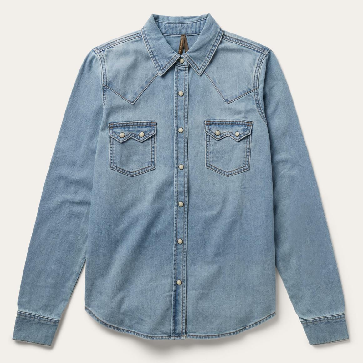 Loose Fit Denim Shirt Blue | Women Stetson Denim Shirts