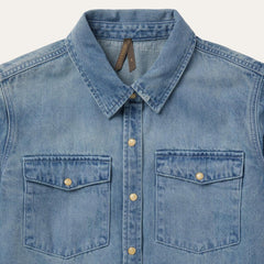 Loose Fit Denim Snap-Front Shirt Blue | Women Stetson Denim Shirts