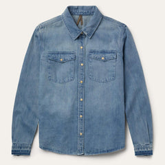 Loose Fit Denim Snap-Front Shirt Blue | Women Stetson Denim Shirts
