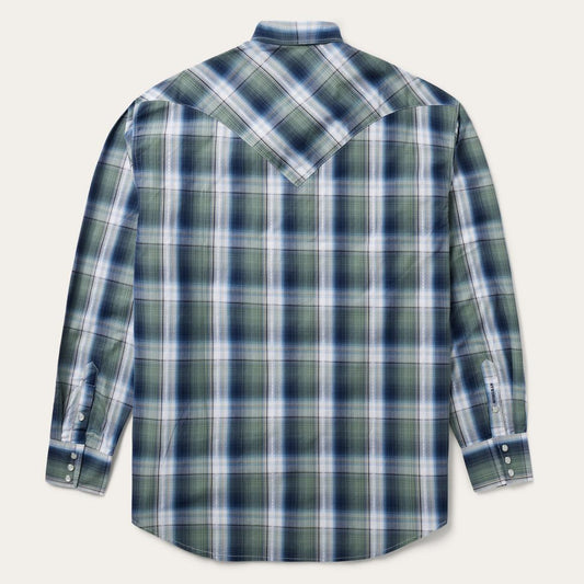 Lucky Diamond Plaid Western Shirt Green | Men Stetson Western Shirts
