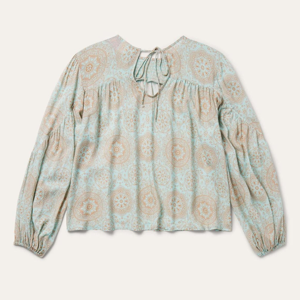 Mandala Print Peasant Blouse Blue | Women Stetson Blouses