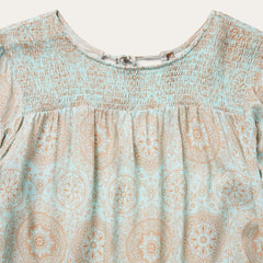 Mandala Print Peasant Blouse Blue | Women Stetson Blouses
