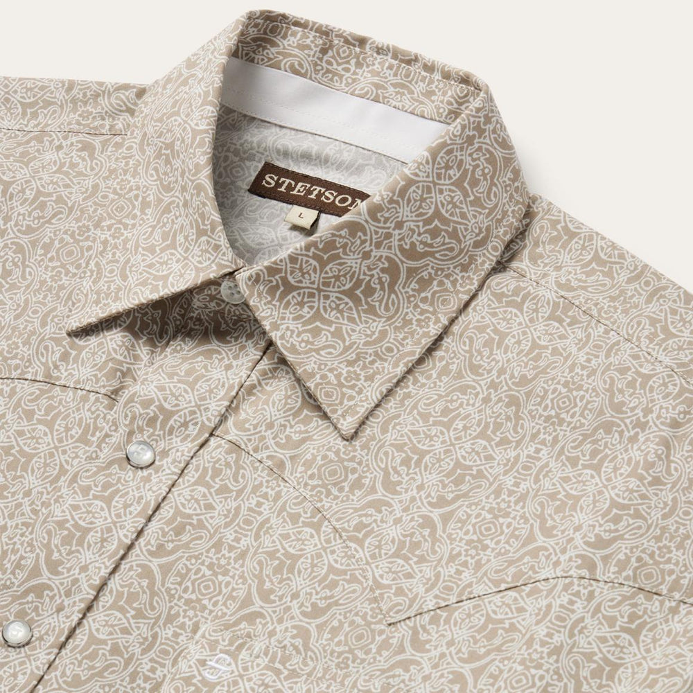 Medallion Print Western Shirt Brown | Men Stetson Classic Cut