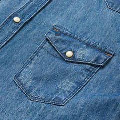 Medium Blue Denim Shirt Blue | Men Stetson Classic Cut