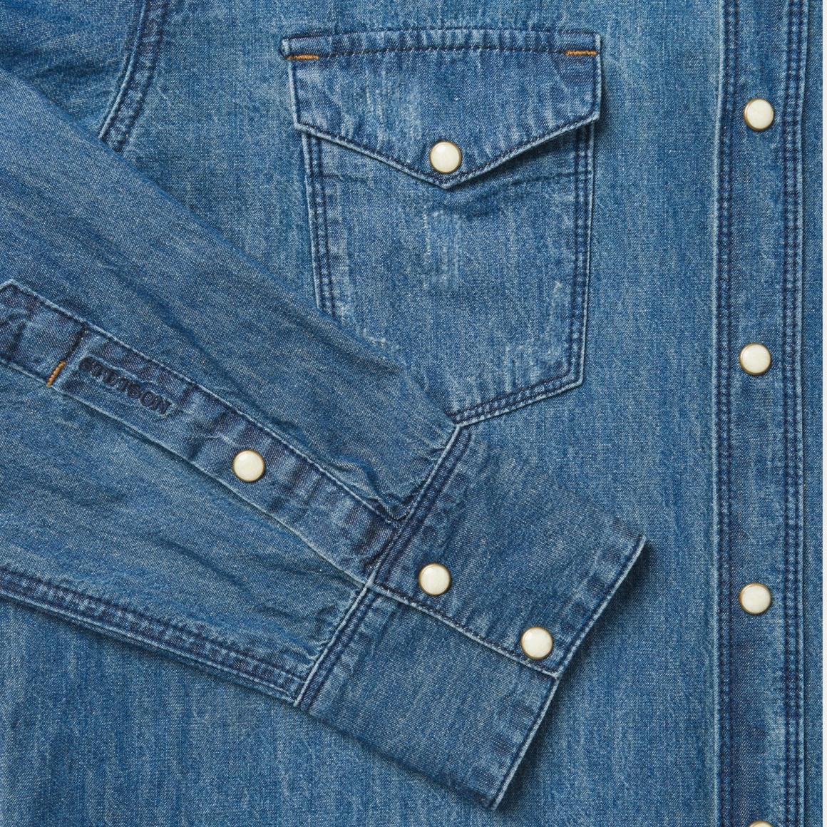 Medium Blue Denim Shirt Blue | Men Stetson Classic Cut