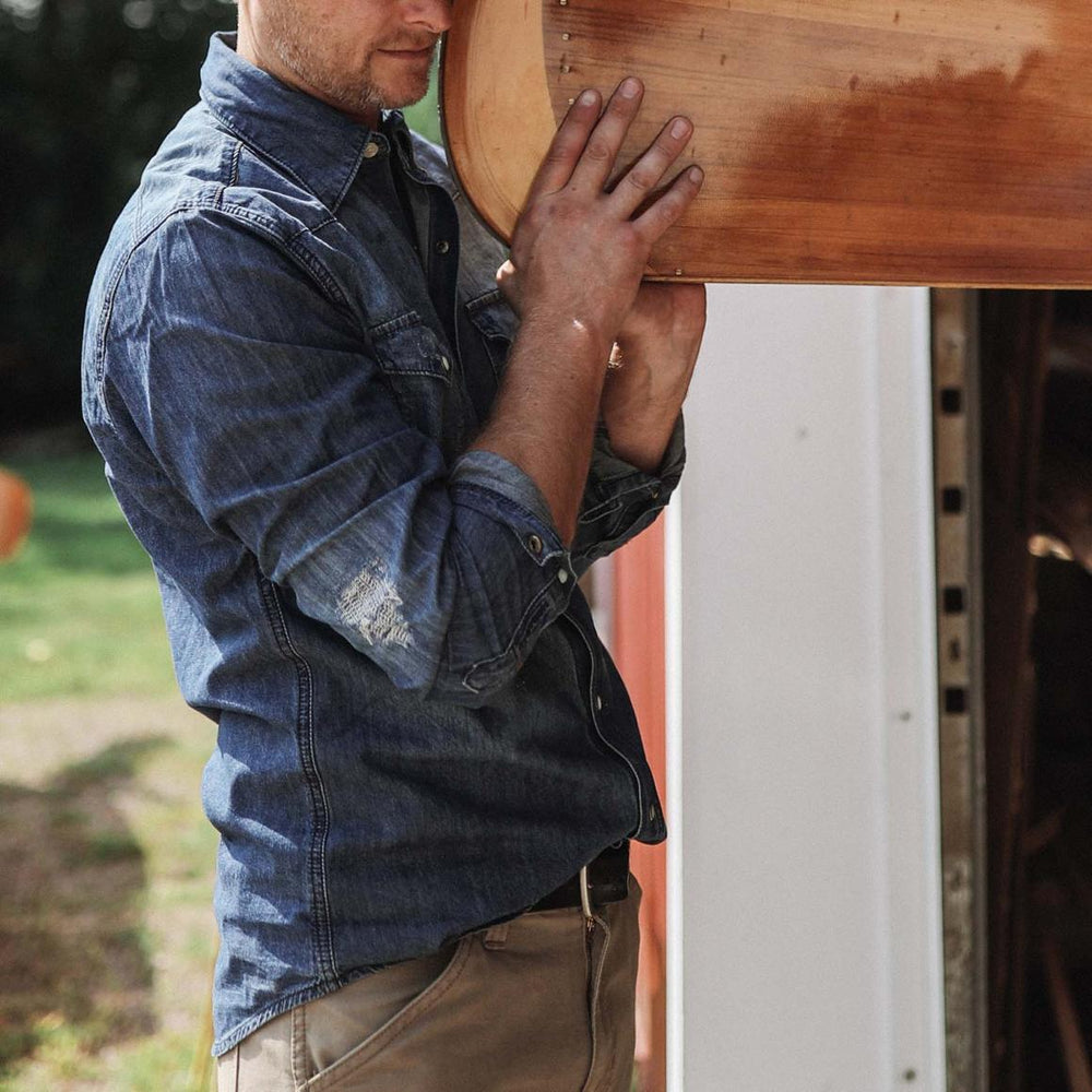 Medium Blue Denim Shirt Blue | Men Stetson Modern Cut