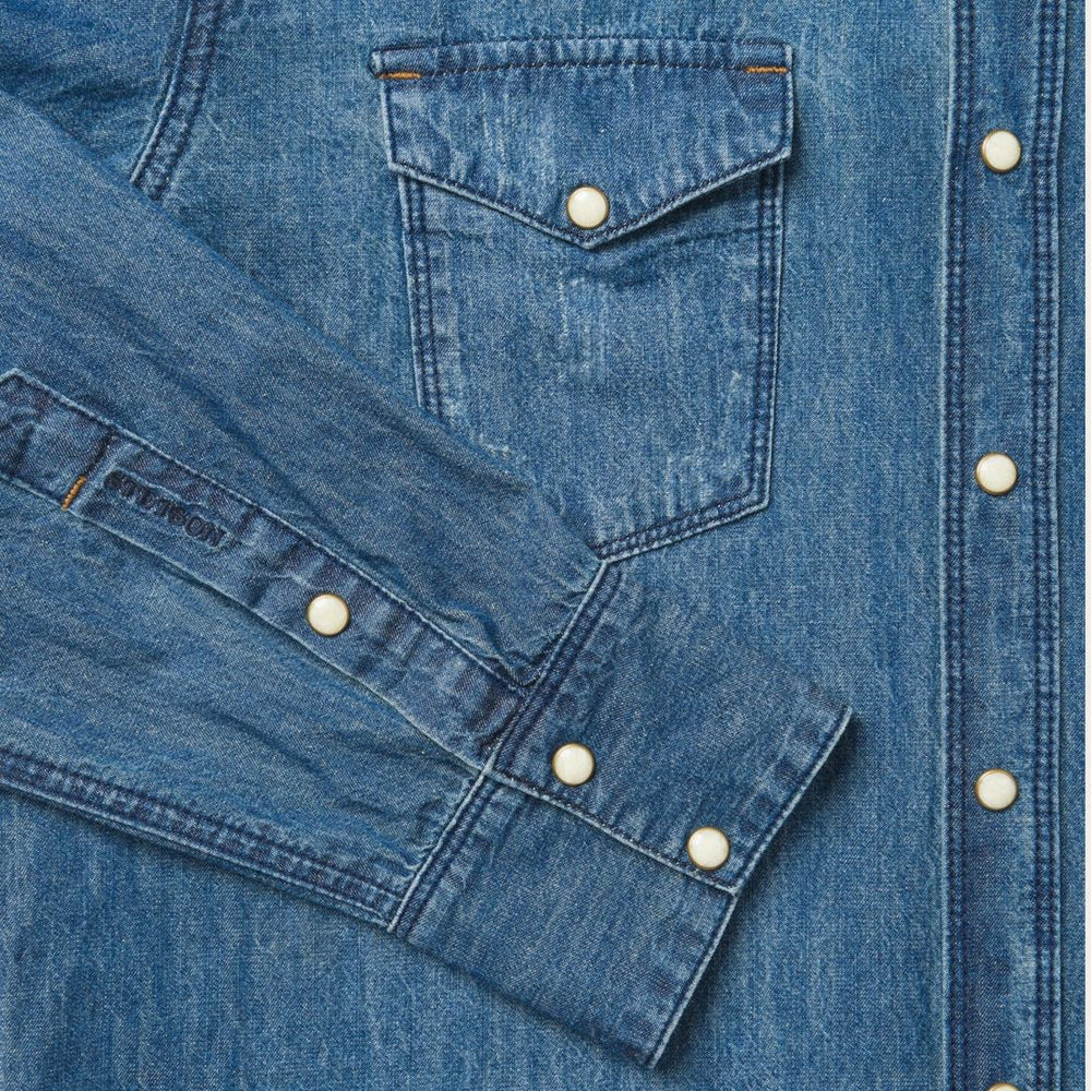 Medium Blue Denim Shirt Blue | Men Stetson Western Shirts