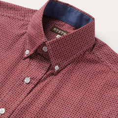 Micro Print Button-Front Shirt Red | Men Stetson Modern Cut