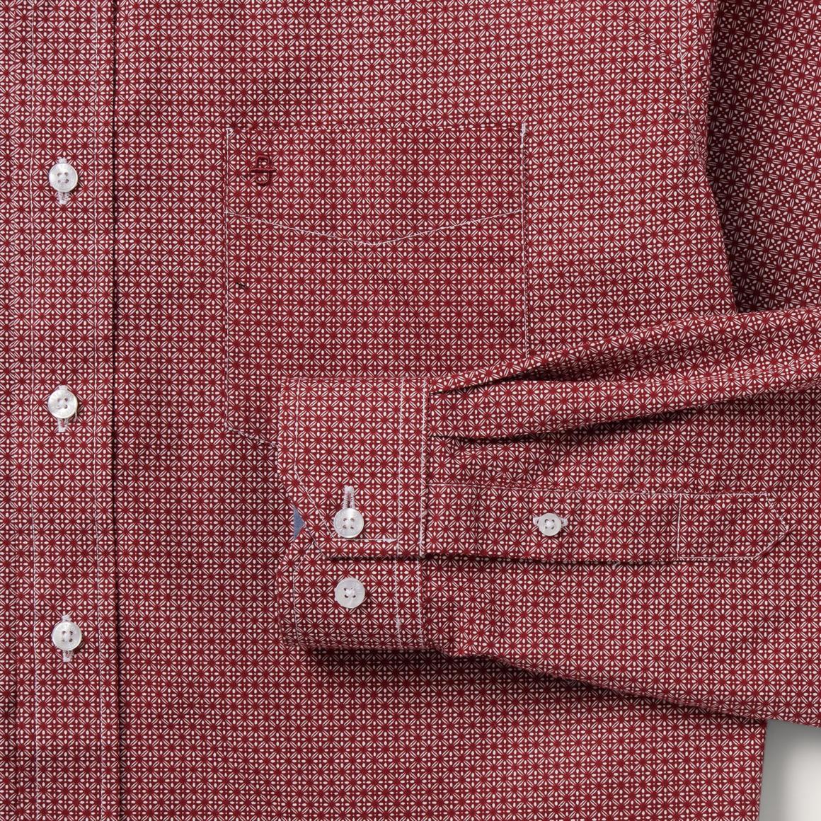 Micro Print Button-Front Shirt Red | Men Stetson Modern Cut