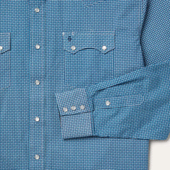 Micro Print Western Shirt Blue | Men Stetson Western Shirts