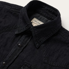 Modern Denim Western Shirt Black | Men Stetson Denim Shirts