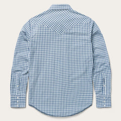 Modern Snap Front Shirt In Mini Check Blue | Men Stetson Western Shirts