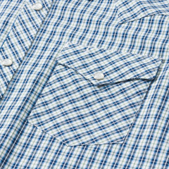 Modern Snap Front Shirt In Mini Check Blue | Men Stetson Western Shirts