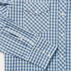 Modern Snap Front Shirt In Mini Check Blue | Men Stetson Western Shirts