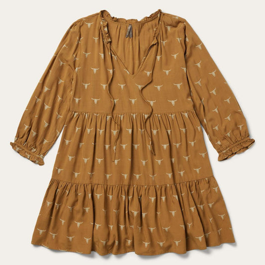 Mojave Longhorn Print Dress Brown | Women Stetson Mini