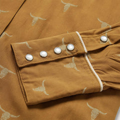 Mojave Longhorn Print Snap Western Shirt Brown | Women Stetson Western Shirts