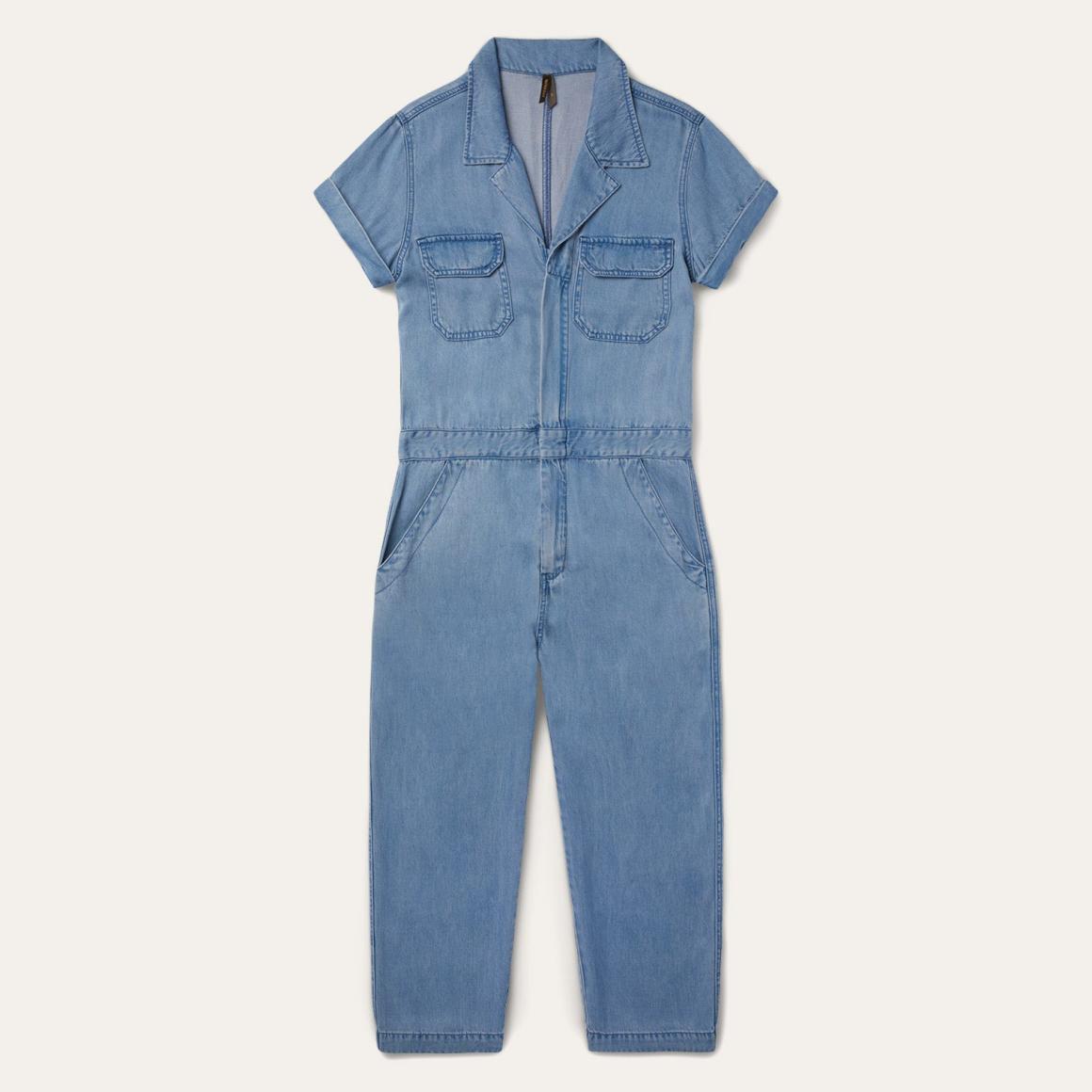Notch Collar Jumpsuit Blue | Women Stetson Jumpsuits