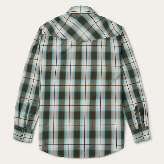 Olive Ombre Plaid Western Shirt Green | Men Stetson Classic Cut