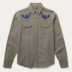 Olive Twill Western Shirt Green | Women Stetson Western Shirts