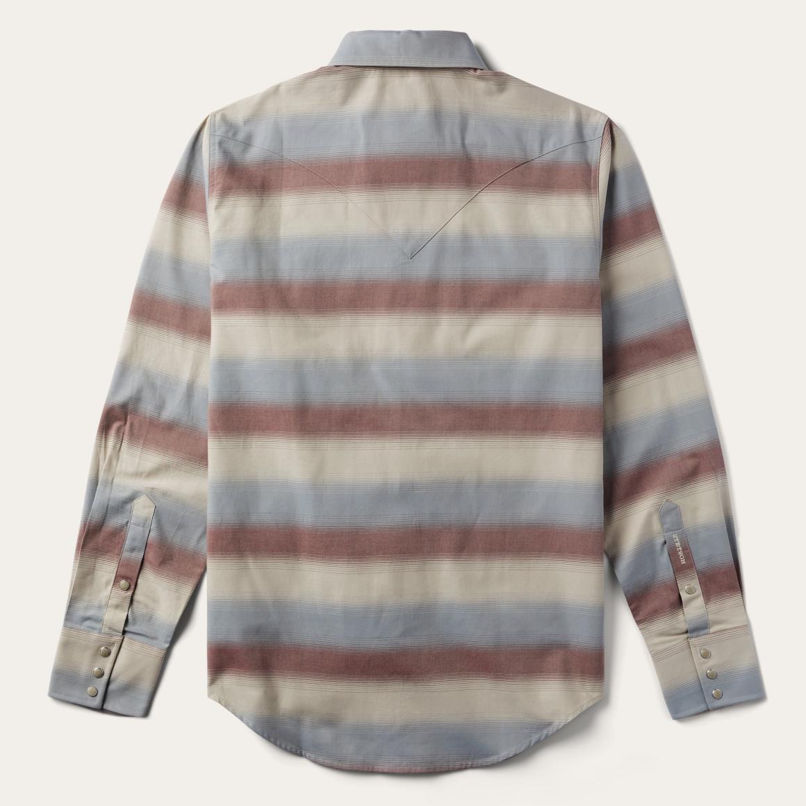 Ombre Stripe Twill Shirt Wine | Men Stetson Western Shirts
