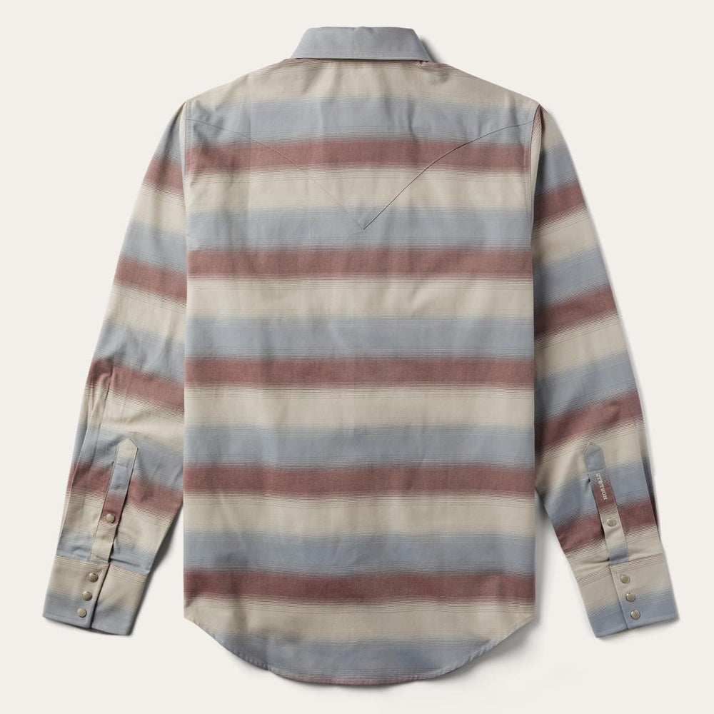 Ombre Stripe Twill Shirt Wine | Men Stetson Western Shirts