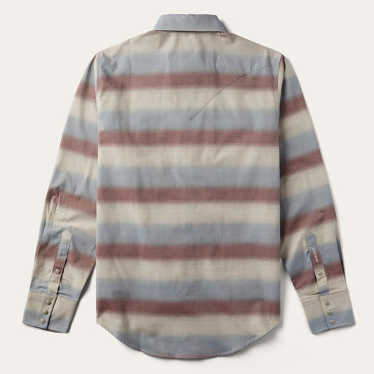 Ombre Stripe Twill Shirt Wine | Men Stetson Western Shirts