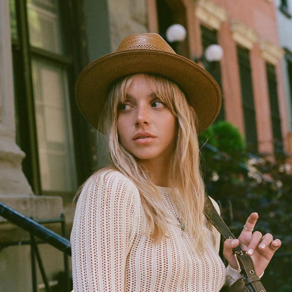 Open Road Vented Straw Cowboy Hat Cognac | Men/Women Stetson Fedora