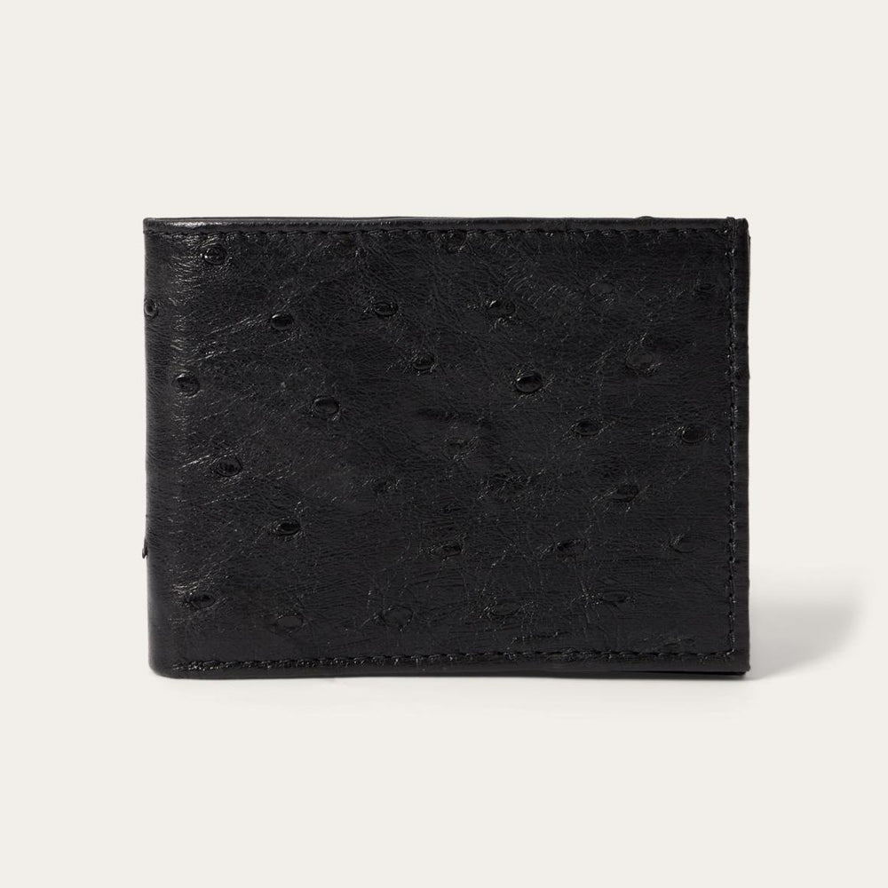 Ostrich Bi-Fold Wallet Black Cowboy Classic | Men Stetson Wallets