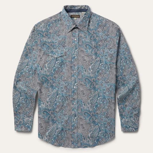 Paisley Western Shirt Green | Men Stetson Western Shirts