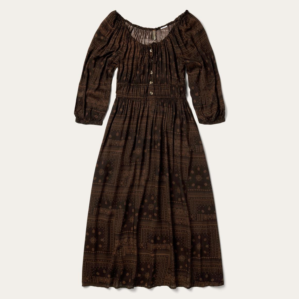 Patchwork Bandana Print Dress Brown | Women Stetson Midi