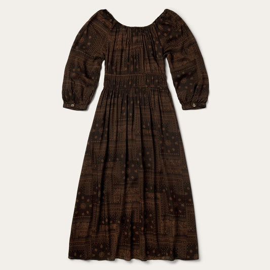 Patchwork Bandana Print Dress Brown | Women Stetson Midi